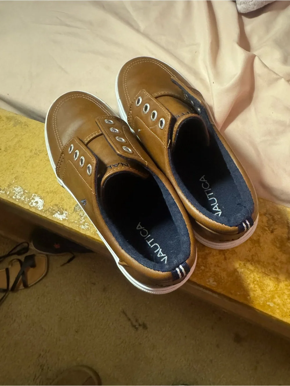 Nautica Brown Low-Top Slip-On Sneakers with White Soles